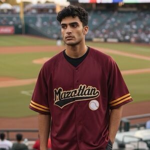 Mazatlan Baseball Jersey Maroon Men's Size 44